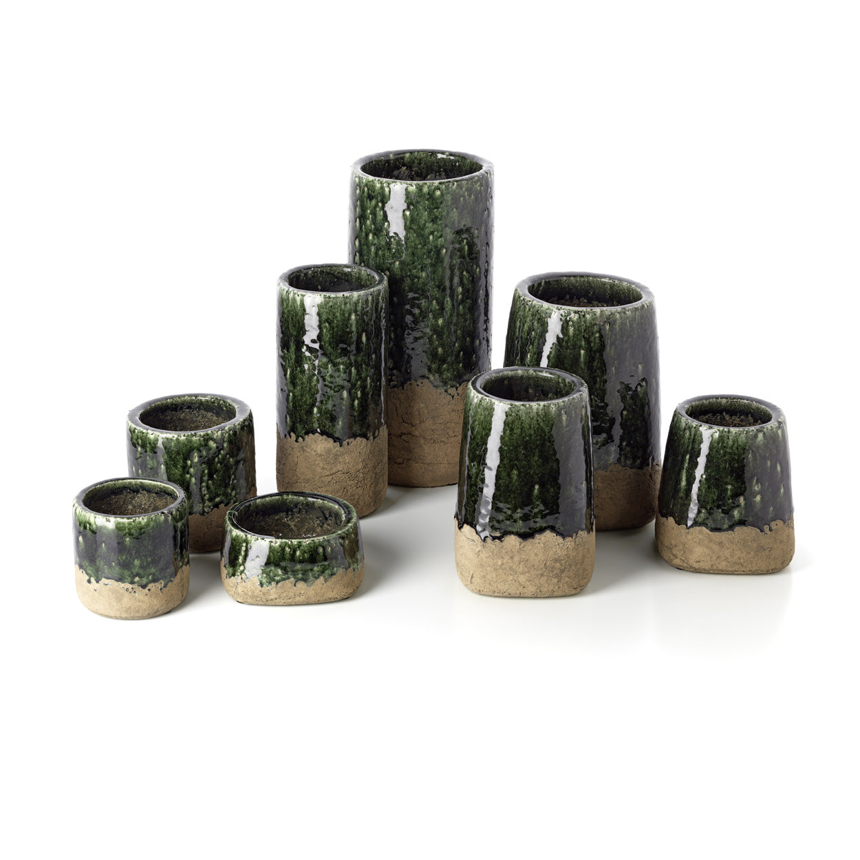 Moosschalen-Pflanzgefäß - Betongrün - Niedrig