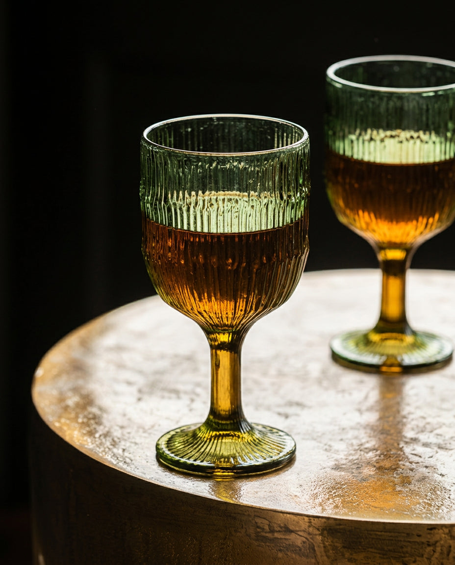 The Moss Ripple Wine Glass - Green