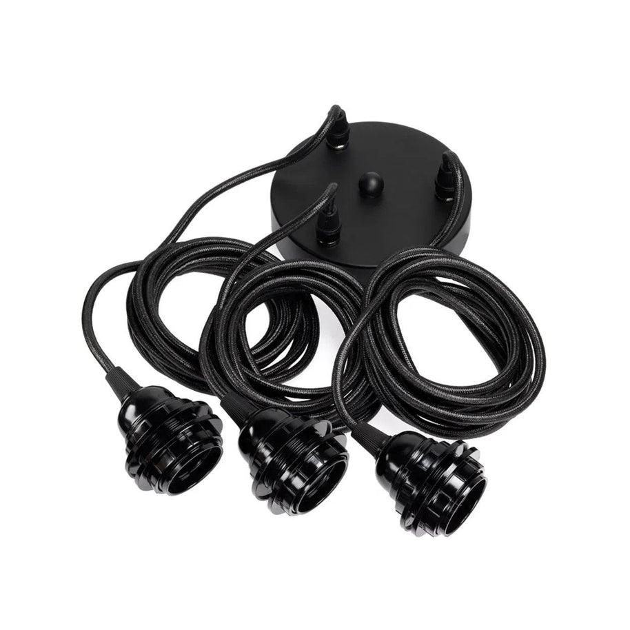 Ceiling light fittings - black - set of 3