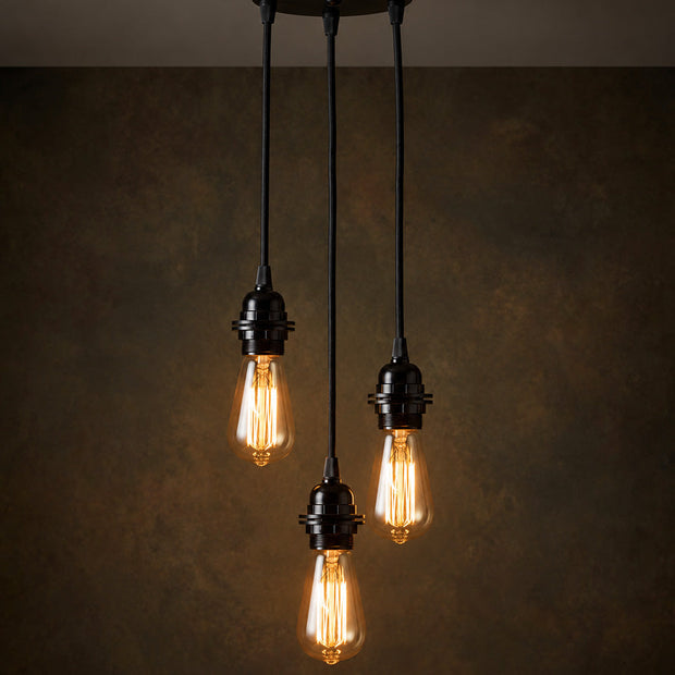 Ceiling light fittings - black - set of 3