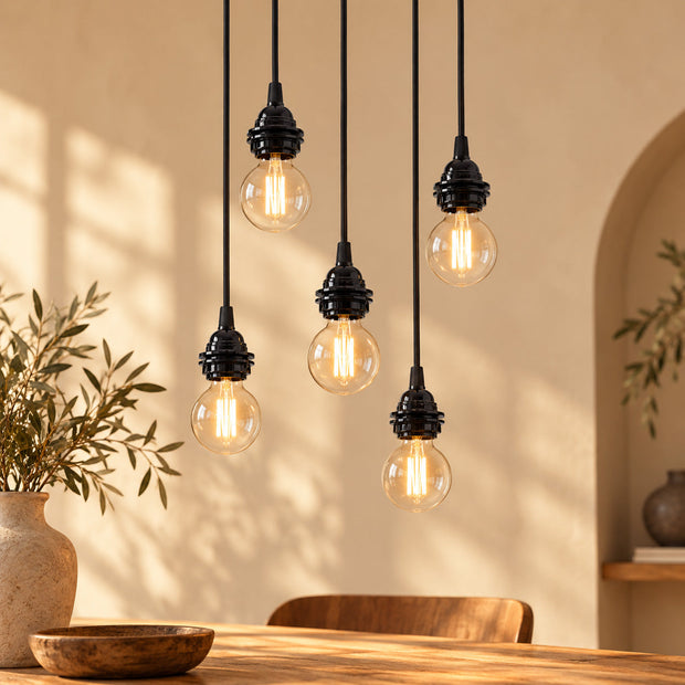 Black ceiling light fittings - set of 5