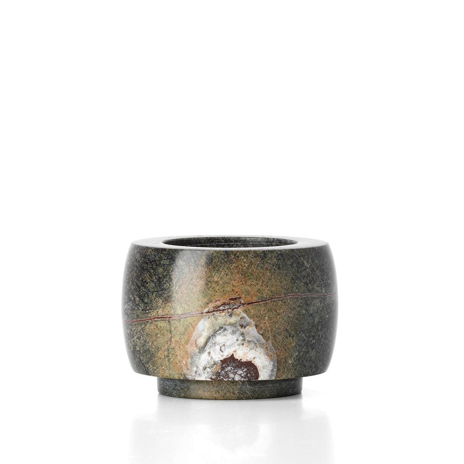 The Bidasar Marble Candle Holder - Green - Low