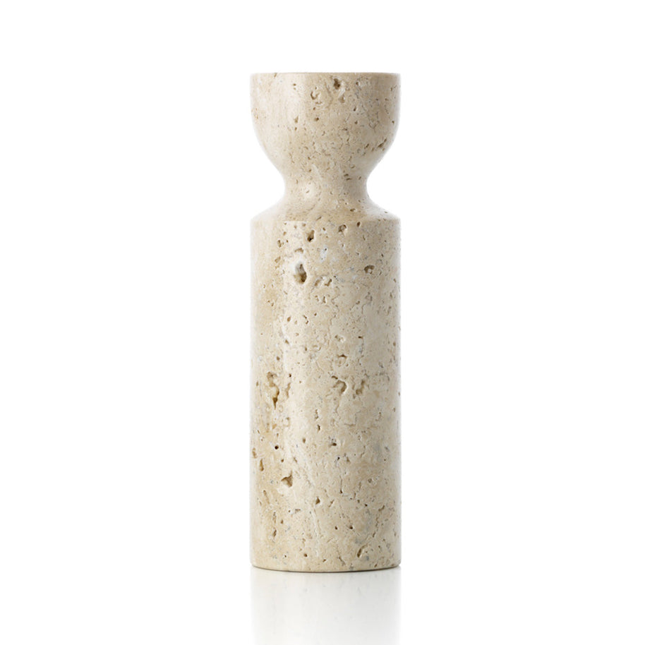 The Travertine Hourglass Candleholder - Beige - M
