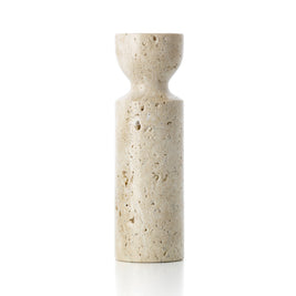 The Travertine Hourglass Candleholder - Beige - M
