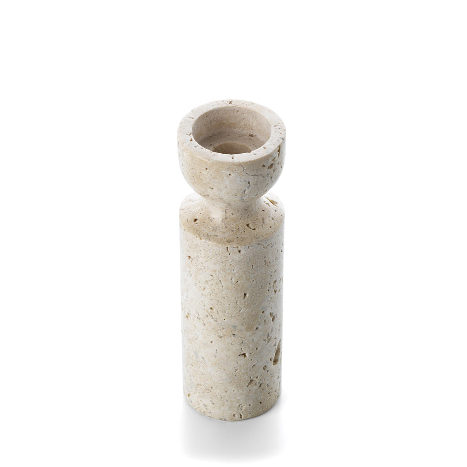 The Travertine Hourglass Candleholder - Beige - M