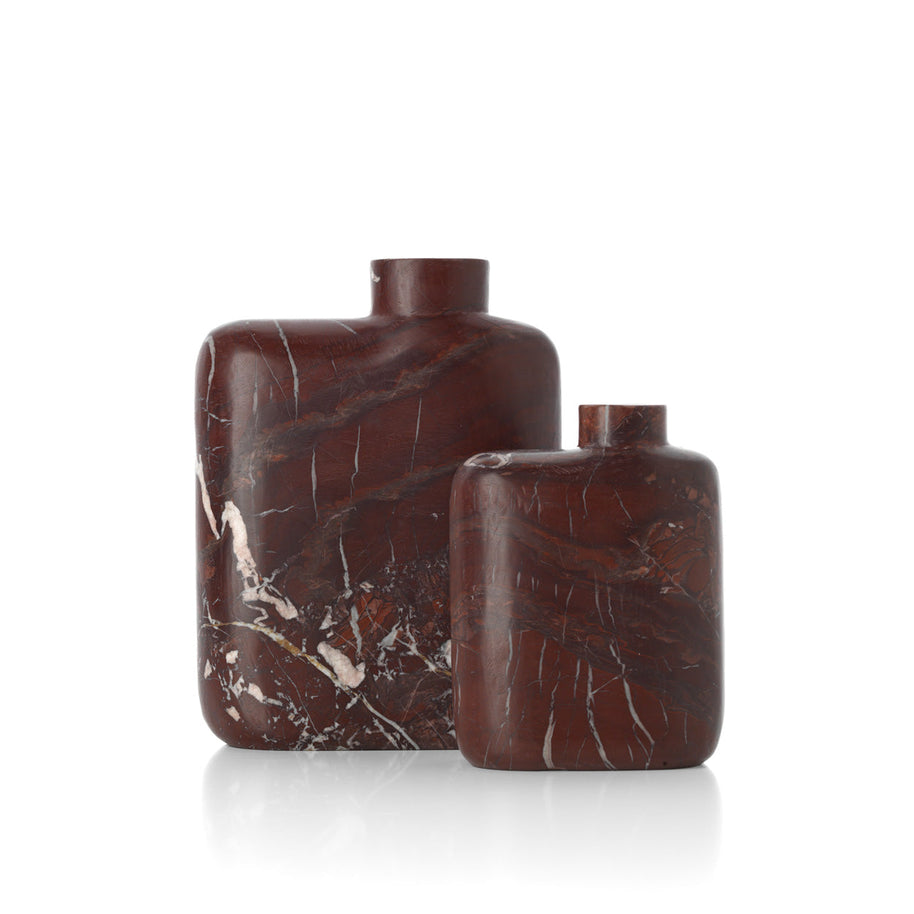 The Rosso Levanto marble vase - wine-red - tall