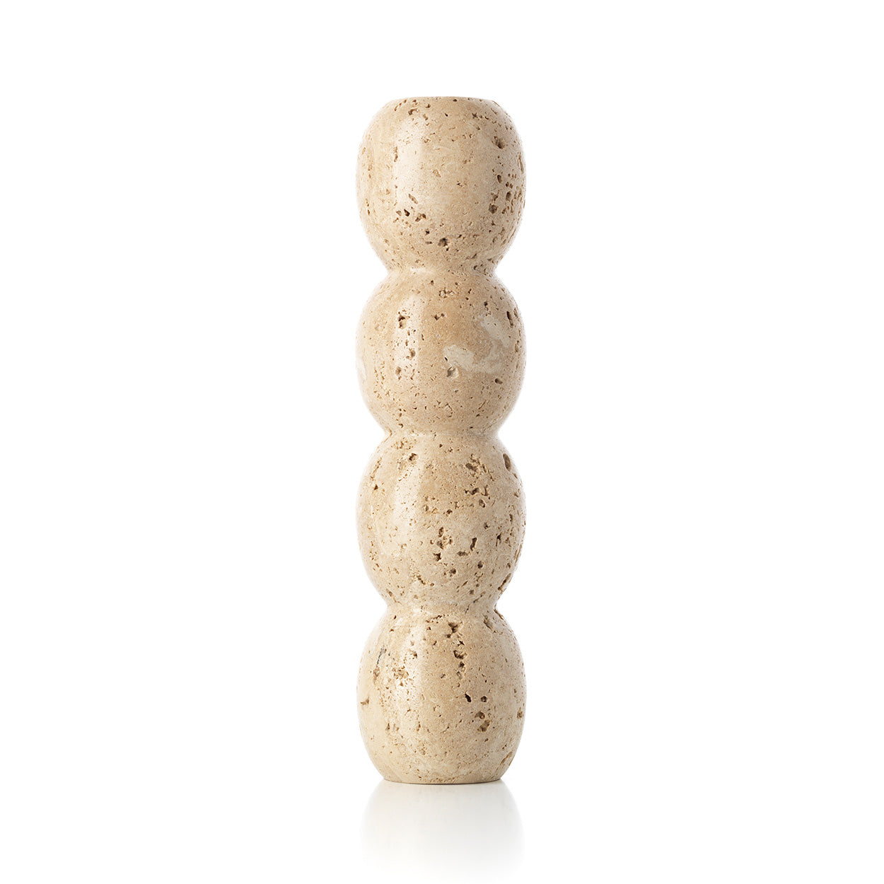 The Travertine Totem Taper Candle Holder - Beige - Large