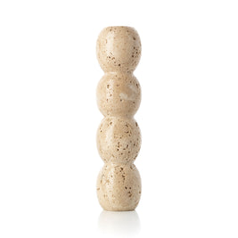 The Travertine Totem Taper Candle Holder - Beige - Large