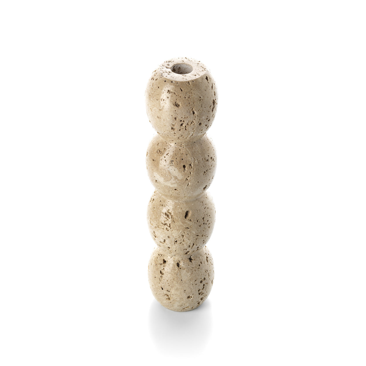 The Travertine Totem Taper Candle Holder - Beige - Large
