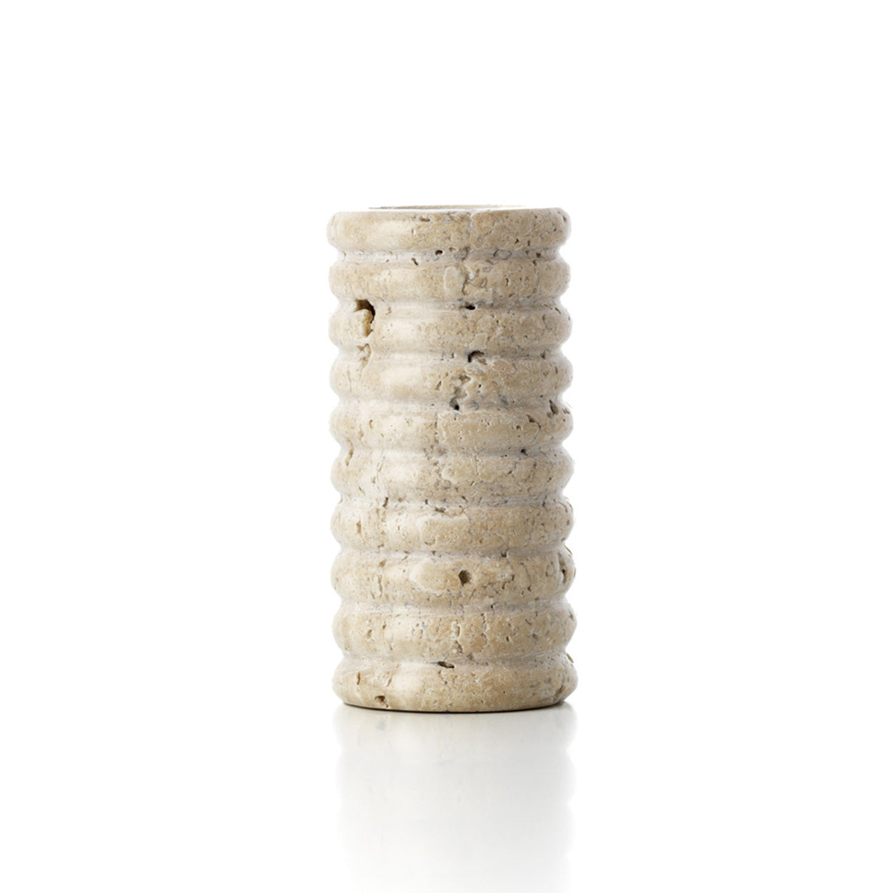 The Travertine Ripple Tealight Holder - Beige - L