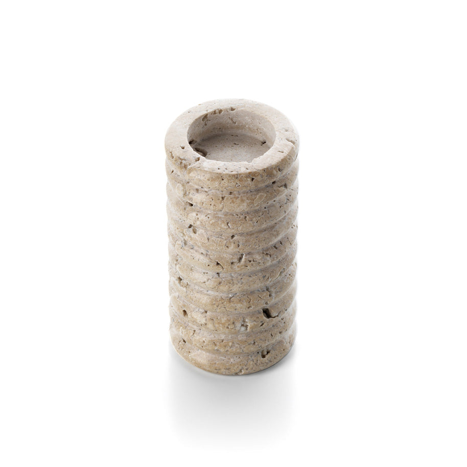 The Travertine Ripple Tealight Holder - Beige - L