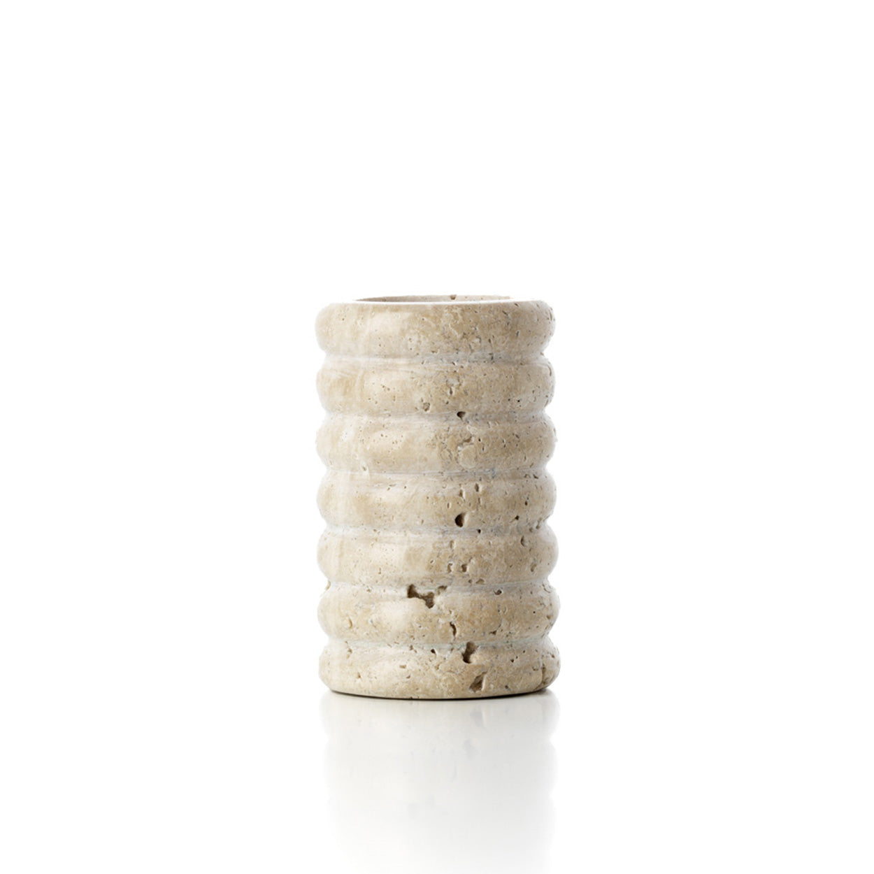 The Travertine Ripple Tealight Holder - Beige - M