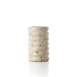 The Travertine Ripple Tealight Holder - Beige - M