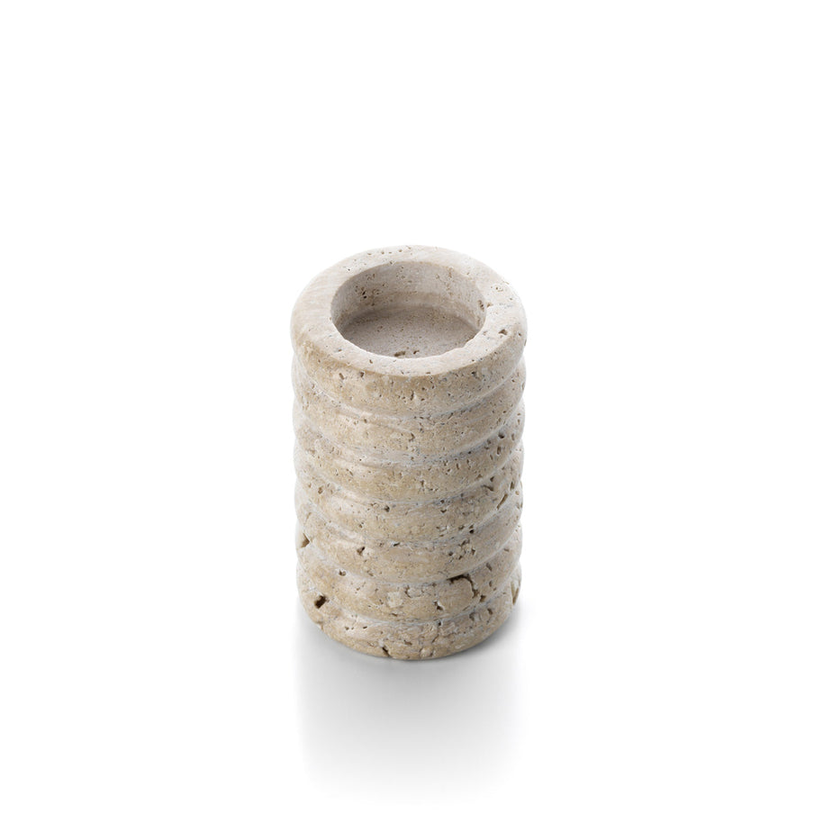 The Travertine Ripple Tealight Holder - Beige - M