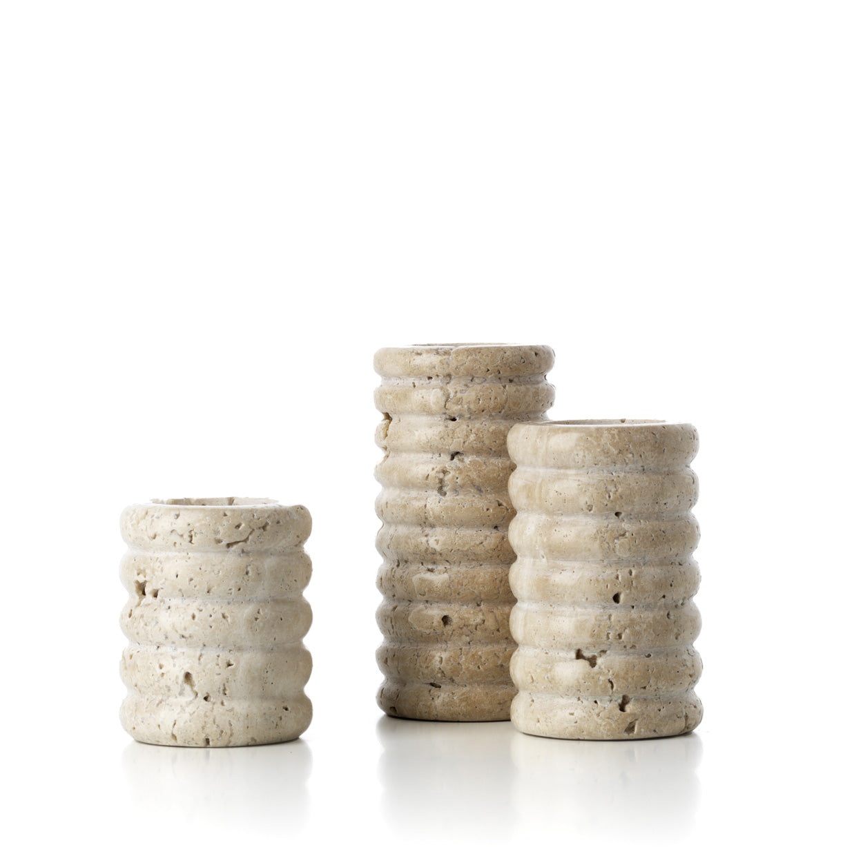 The Travertine Ripple Tealight Holder - Beige - M