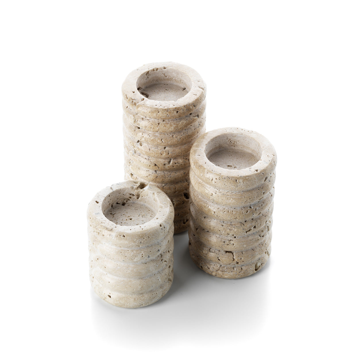 The Travertine Ripple Tealight Holder - Beige - M