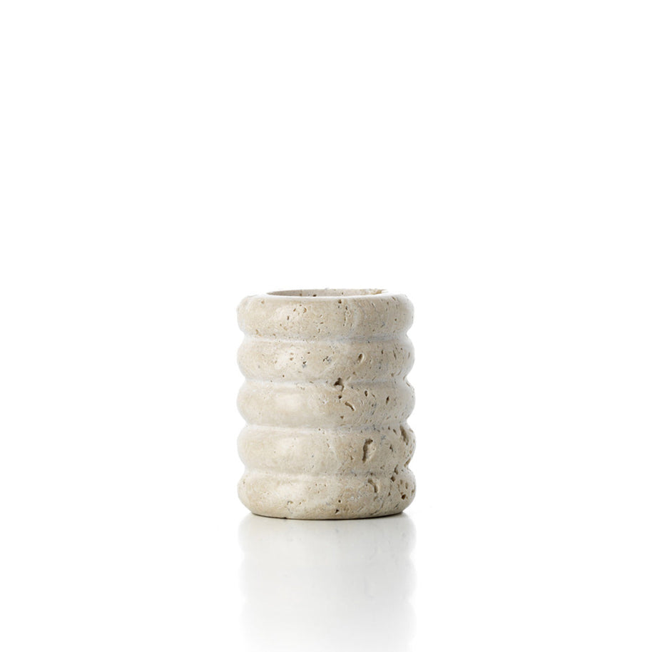The Travertine Ripple Tealight Holder - Beige - S