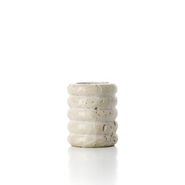 The Travertine Ripple Tealight Holder - Beige - S