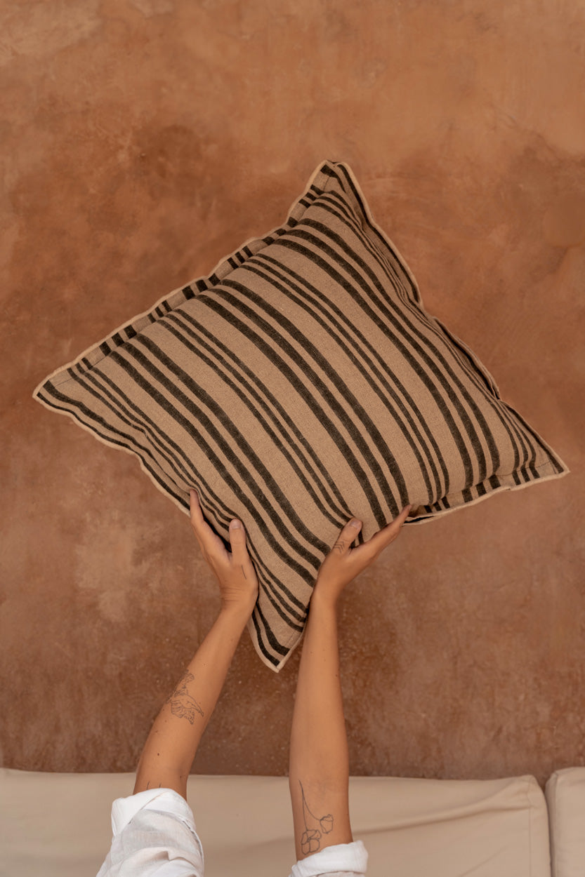 The Nordic Stripe Cushion Cover - Natural/Black - 50 x 50 cm