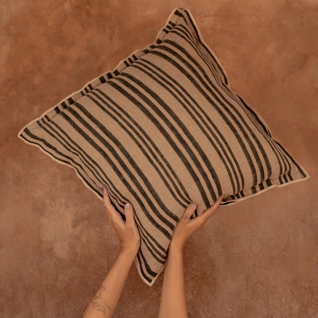 The Nordic Stripe Cushion Cover - Natural/Black - 50 x 50 cm