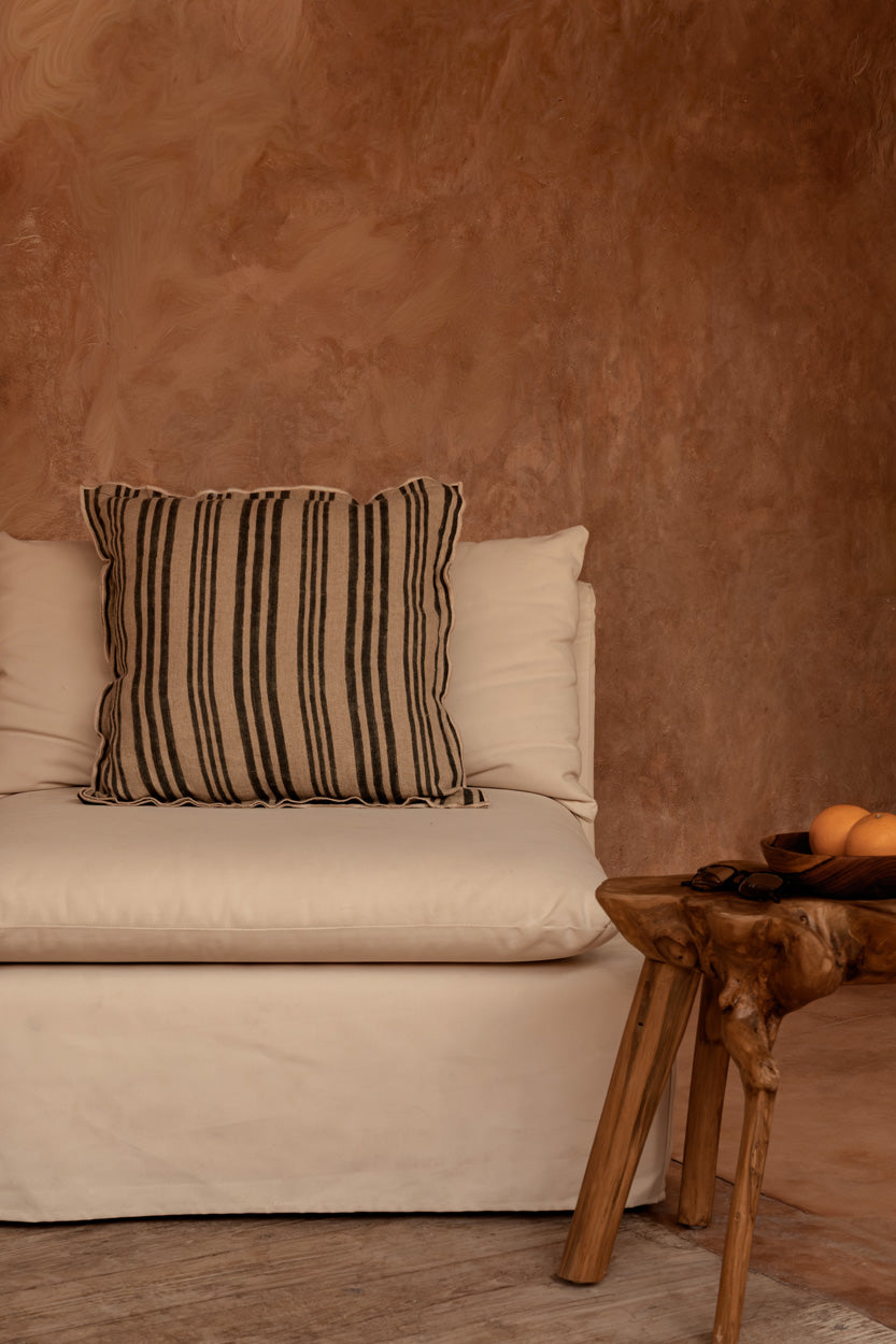 The Nordic Stripe Cushion Cover - Natural/Black - 50 x 50 cm