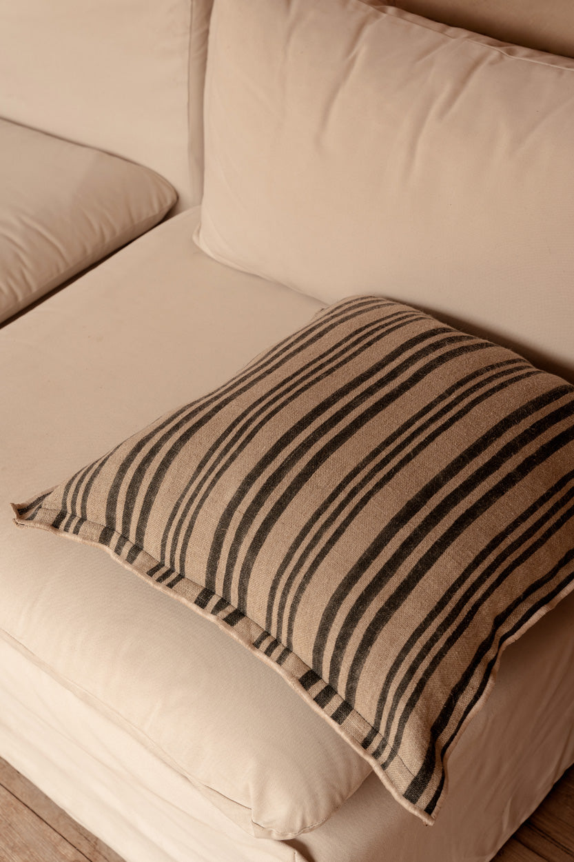 The Nordic Stripe Cushion Cover - Natural/Black - 50 x 50 cm