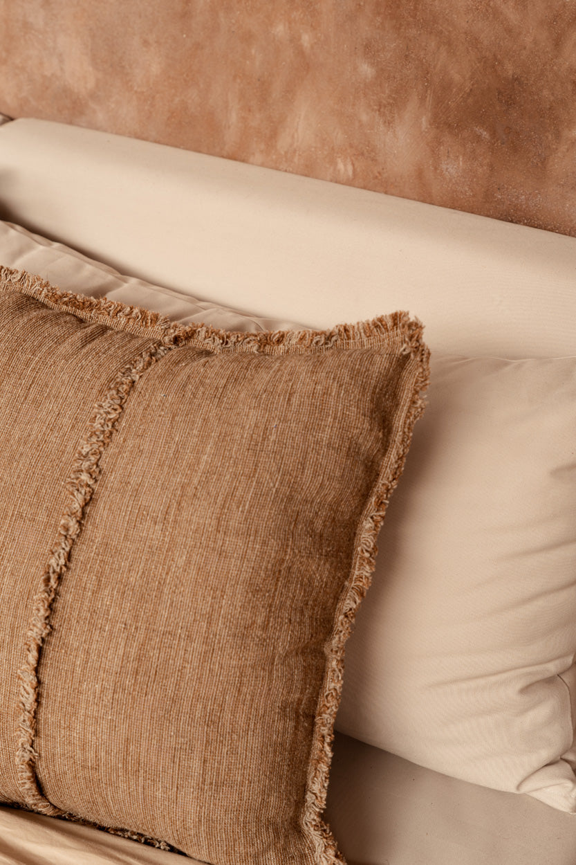 The Sahara Fringe Cushion Cover - Natural Brown - 50 x 50 cm