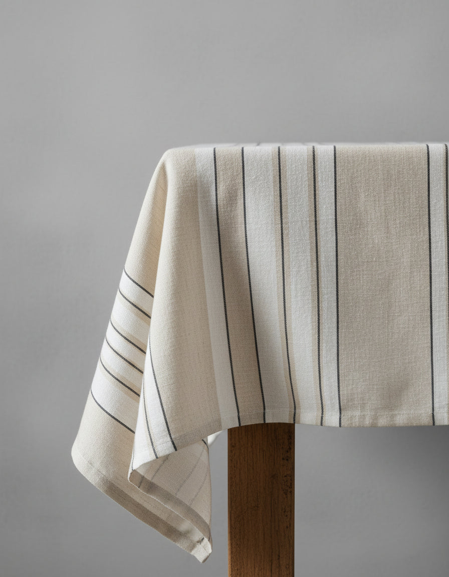 The Provence Tablecloth - Natural Black and White - 150 x 300 cm