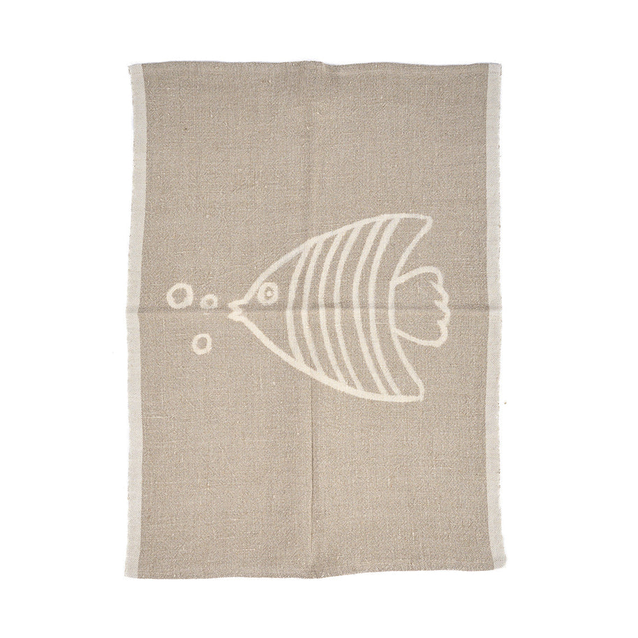 The Linen Fish Tea Towel - Natural White - 50 x 70 cm