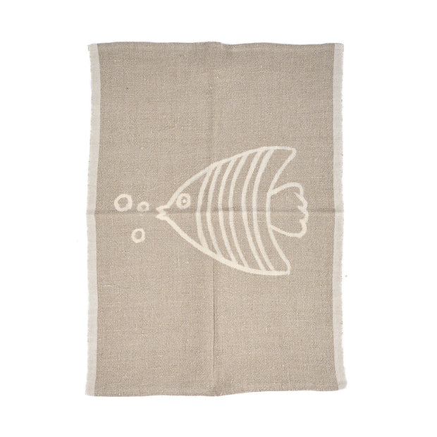 The Linen Fish Tea Towel - Natural White - 50 x 70 cm