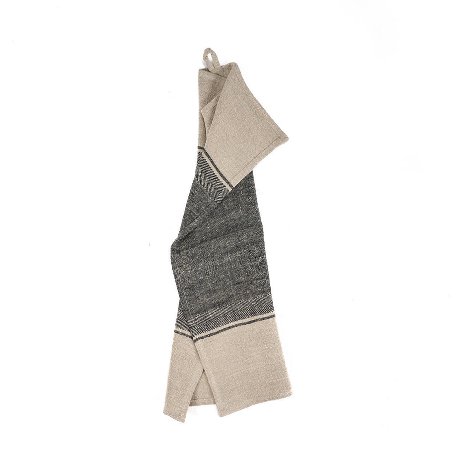 The Linen Moody Kitchen Towel - Natural black - 50 x 70 cm