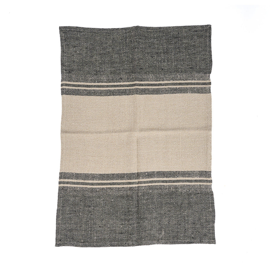 The Linen Dash Tea Towel - Natural Black - 50x70