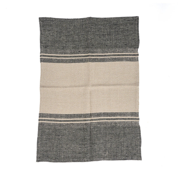 The Linen Dash Tea Towel - Natural Black - 50x70