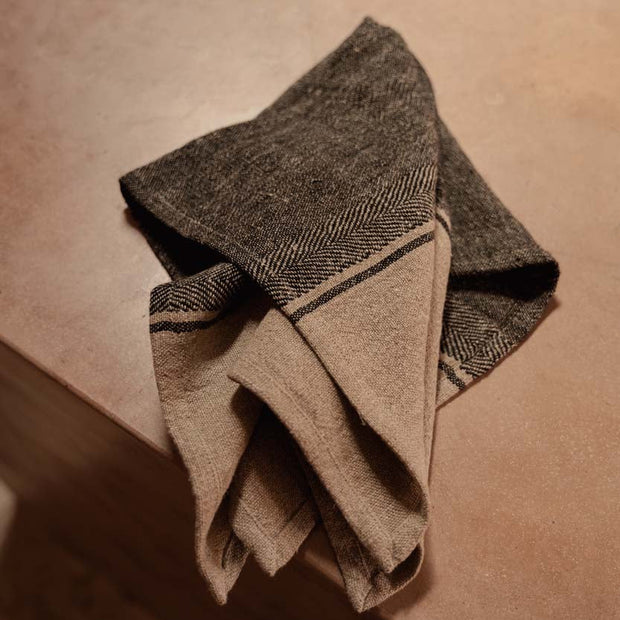 The Linen Dash Tea Towel - Natural Black - 50x70