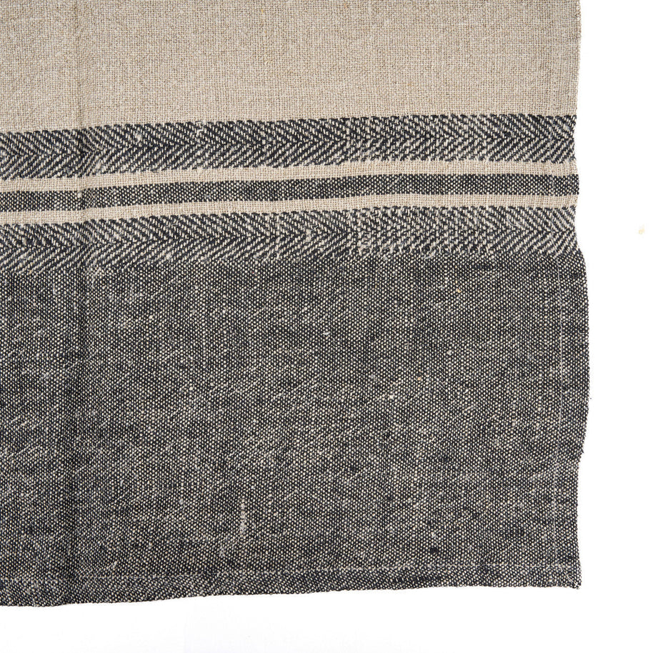 The Linen Dash Tea Towel - Natural Black - 50x70