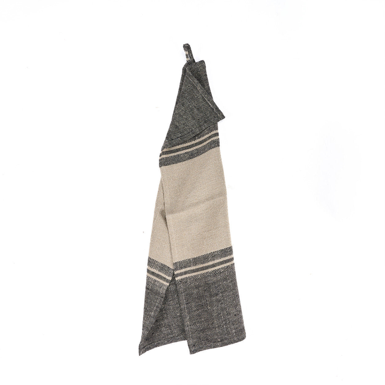 The Linen Dash Tea Towel - Natural Black - 50x70