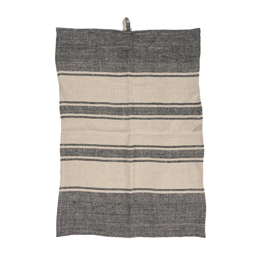 The Linen Smudge Kitchen Towel - Natural Black - 50x70