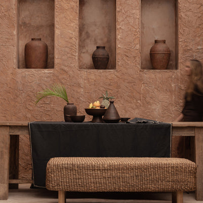 The Tuscany Tablecloth - Black Natural - 150x250
