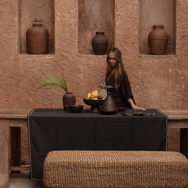 The Tuscany Tablecloth - Black Natural - 150x250