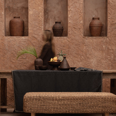 The Tuscany Tablecloth - Black Natural - 150x300