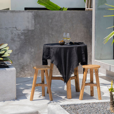 The linen tablecloth - black - 150 x 200 cm