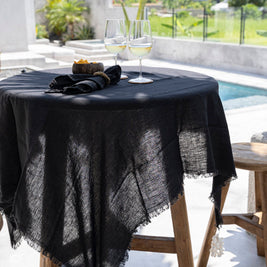 The linen tablecloth - black - 150 x 200 cm