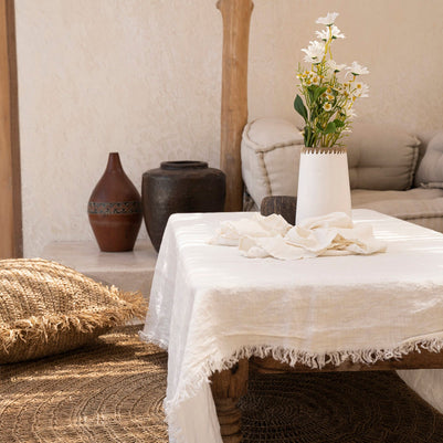 Linen Tablecloth - White - 150 x 150 cm