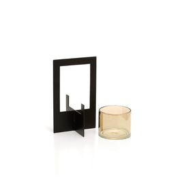 The Hurricane Framed Candle Holder - Black - Large