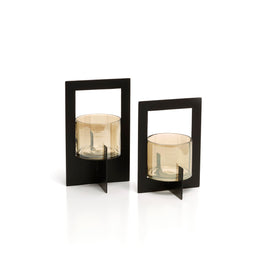 The Hurricane Framed Candle Holder - Black - Large