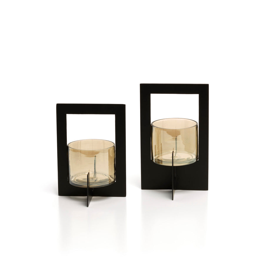 The Hurricane Framed Candle Holder - Black - Large