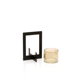 The Hurricane Framed Candle Holder - Black - M