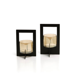 The Hurricane Framed Candle Holder - Black - M
