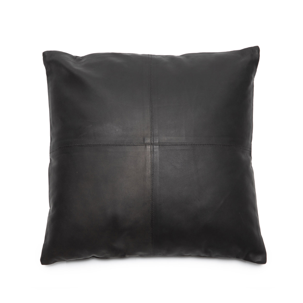 The Four-Panel Leather Cushion Cover - Black - 40 x 40 cm