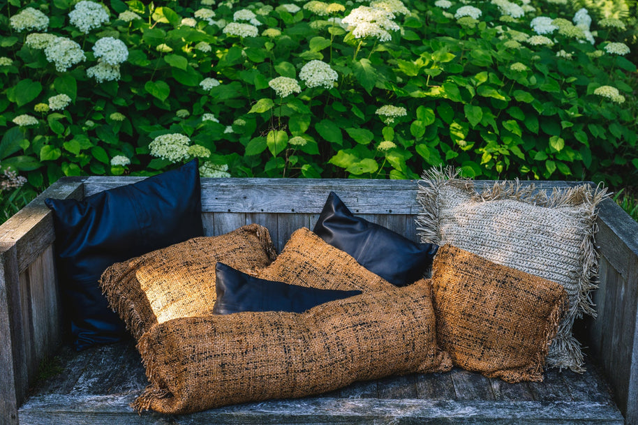 The Four-Panel Leather Cushion Cover - Black - 40 x 40 cm